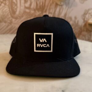RVCA Black Trucker Hat with White Logo